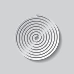 Fototapeta na wymiar Spiral simple icon. Flat design. Paper style with shadow. Gray background.ai