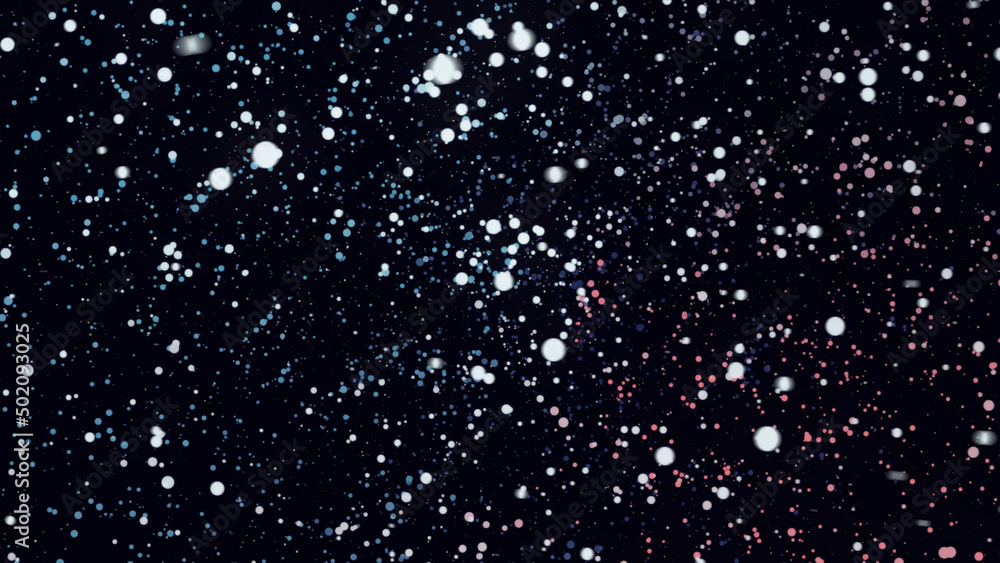 Aufkleber many round colorful particles in space moving in a circle on black background, seamless loop. animat