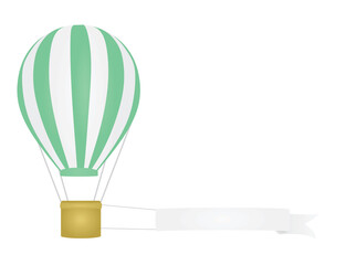 Hot air balloon with white ribbon. vector