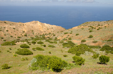 Fototapeta na wymiar Hills in the coast of Vallehermoso. La Gomera. Canary Islands. Spain.