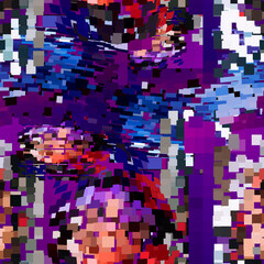 Abstract background with colorful geometric cells in blue and red colors. Vector landing page wallpaper. Minimal geometric background. Dynamic shapes web composition.