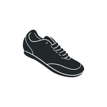Running Shoe Icon Silhouette Illustration. Sneakers Vector Graphic Pictogram Symbol Clip Art. Doodle Sketch Black Sign.