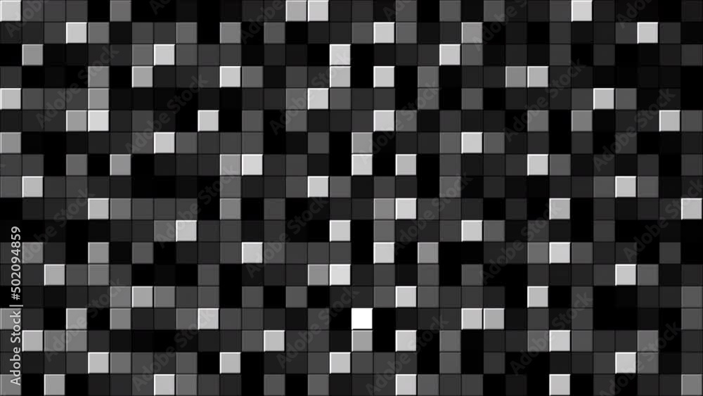 Poster brilliant mosaics.motion. dark backgrounds on which small squares in 3d flash with different colors 