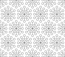 Seamless vector pattern. Black and white linear drawing. Coloring book, colouring page for children and adults. Abstract geometric design. Monochrome illustration. Easy to edit color and line weight