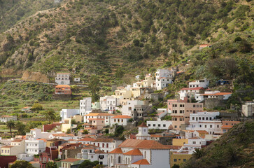 Town of Vallehermoso in La Gomera. Canary Islands. Spain.