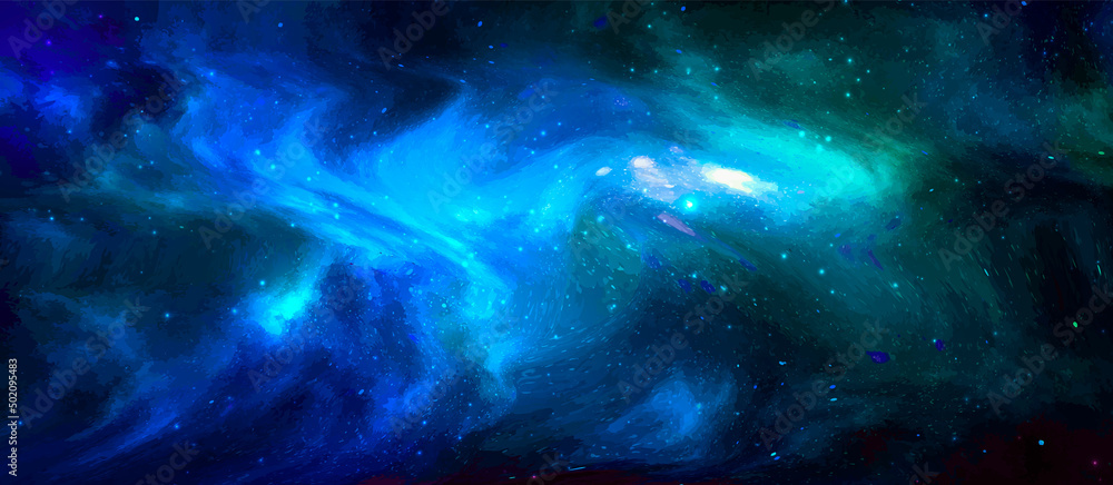 Wall mural vector cosmic illustration. beautiful colorful space background. watercolor cosmos