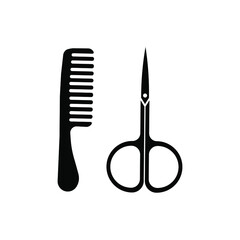 hair salon with scissors and comb icon - vector illustration
 Vector illustration of barber shop symbols scissors and comb on white background
