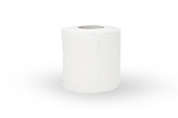 white toilet paper roll on white background