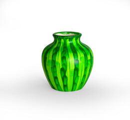 green vase on a white background