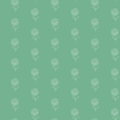 Seamless pattern with daisies in the style of line art