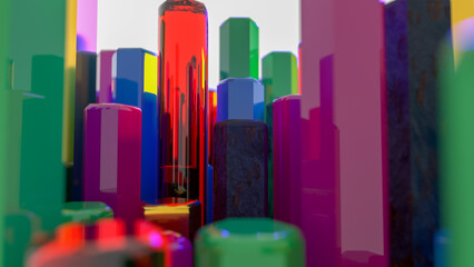 Abstract background. Honeycomb geometry shapes that goes up and down. 3d render