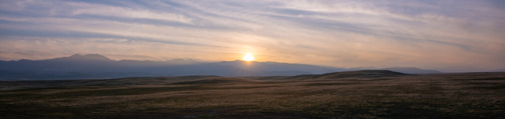 Sunset Ridge In The Mountain Range Of California
