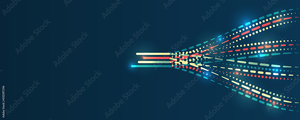 Leinwandbilder Business analytics. The flow of information in the form of waves and particles. Visualization of a large amount of data. Abstract transformation of information. Processing sorting data fragmentation.