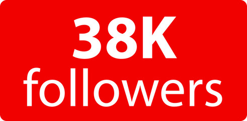 38k followers Red vector icon, subscribers sign, stamp, logo or button illustration.