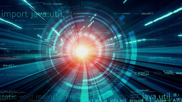 Software development, application programming code and tacit computer coding . Concept of smart digital transformation and technology disruption that changes global trends in new information era .