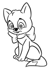 Fototapeta na wymiar Kitten sitting smile animal character coloring page cartoon illustration