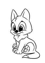 Kitten cat animal bow coloring page cartoon illustration