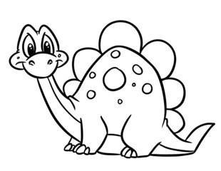 Dinosaur cute little stegosaurus coloring page cartoon illustration