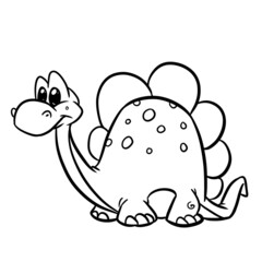 Cute little dinosaur stegosaurus surprise coloring page cartoon illustration