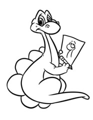 Cute little dinosaur stegosaurus artist coloring page cartoon illustration