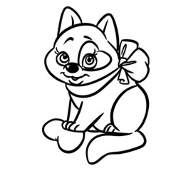 Little cute kitten postcard valentine love coloring page cartoon illustration