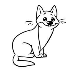 Little cat coloring page cartoon illustration