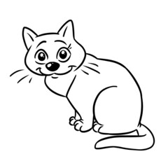 Cat smile character animal coloring page cartoon illustration