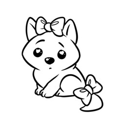 Little cute kitten coloring page cartoon illustration