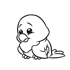 Parrot little bird coloring page cartoon illustration