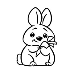 Little rabbit loves carrots coloring page cartoon illustration