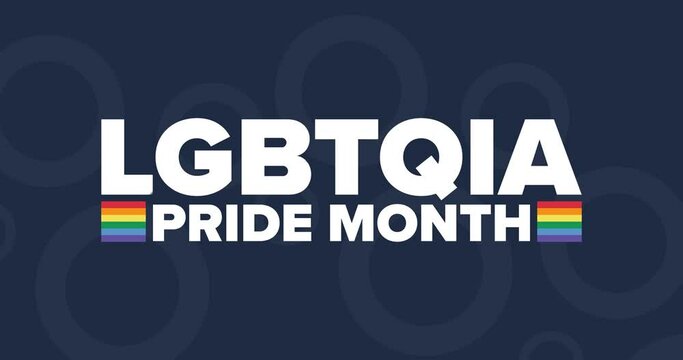 June is LGBTQIA Pride Month. Flat holiday animation. Motion graphic design. Loop footage.