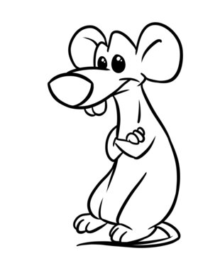 Little mouse cheerful character coloring page cartoon illustration