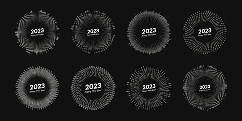 Firework with inscription 2023 and Happy New Year