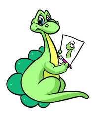 Cute little dinosaur stegosaurus artist cartoon illustration