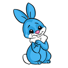 Little cute rabbit looks joy cartoon illustration