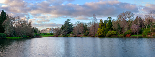 Mid-winter afternoon light on the trees and gardens of Sheffield Park, East Sussex, UK