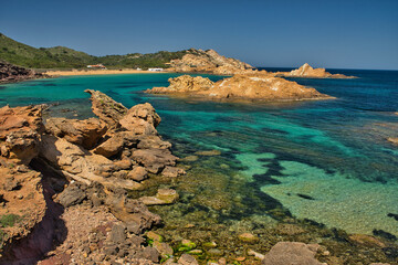 Cala Pregonda, Menorca, Spanien, an einem sonnigen Tag