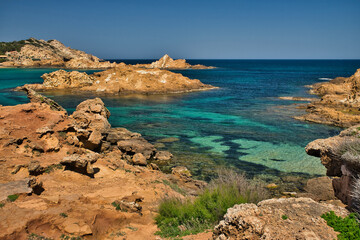 Cala Pregonda, Menorca, Spanje, op een zonnige dag