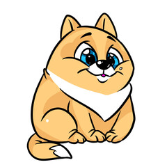 Kind cute cat sitting cartoon illustration