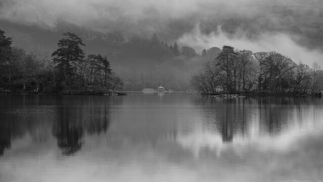 Spring sunrise over Rydal Water in the Lake District National Park