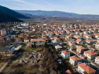Aerial view of town of Bratsigovo, Bulgaria