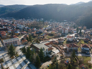 Fototapeta na wymiar Aerial view of town of Bratsigovo, Bulgaria