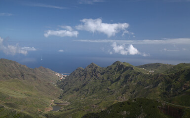 Tenerife, landscape of the north east part of the island from around Mirador De Jardina viewpoint 
on a border of Anaga forest park

