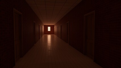 dark tunnel corridor in building liminal space © Hirzan