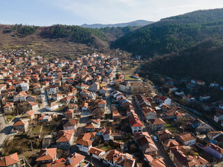 Obraz premium Aerial view of town of Bratsigovo, Bulgaria