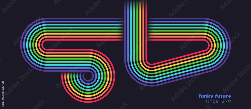 Poster simple colorful abstract background design in 80's style with lines. vector illustration.