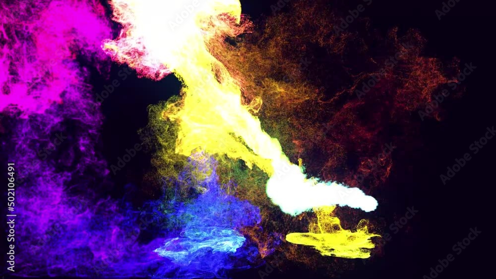 Poster colorful beautiful bg with lambent magic particles. glow particles spread like ink effect. luma matt