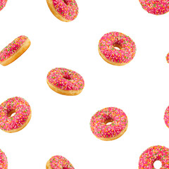 Donut isolated on white background, SEAMLESS, PATTERN
