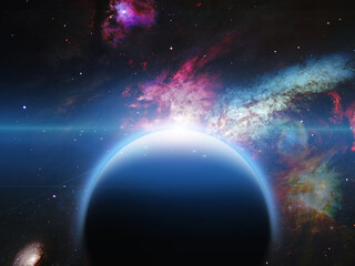 Plakat Planet with nebulos filaments