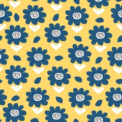 seamless pattern with cartoon flowers. colorful vector, hand drawing. design for fabric, print, textile, wrapper